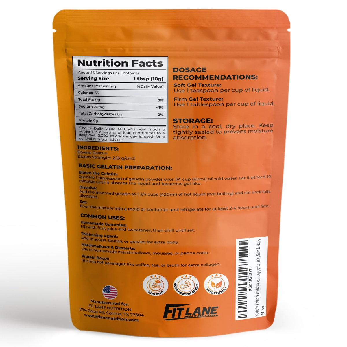 Fit Lane Gelatin comes from pasture-raised cattle for quality protein.