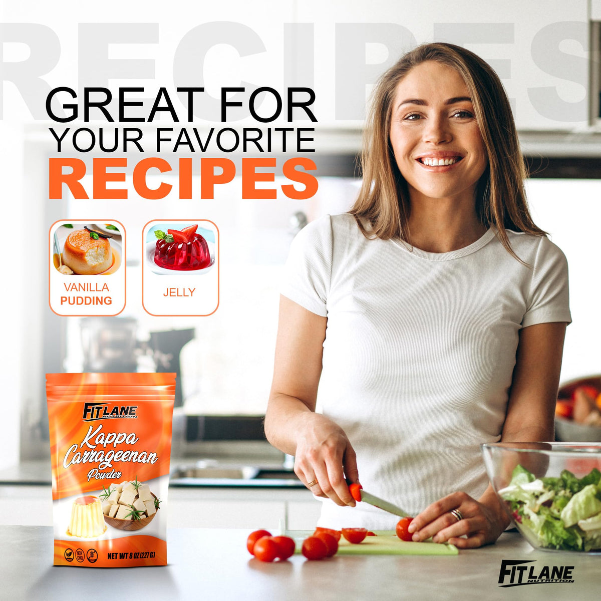 Fit Lane Nutrition kappa carrageenan powder creates creamy vegan ricotta texture for pasta and fillings