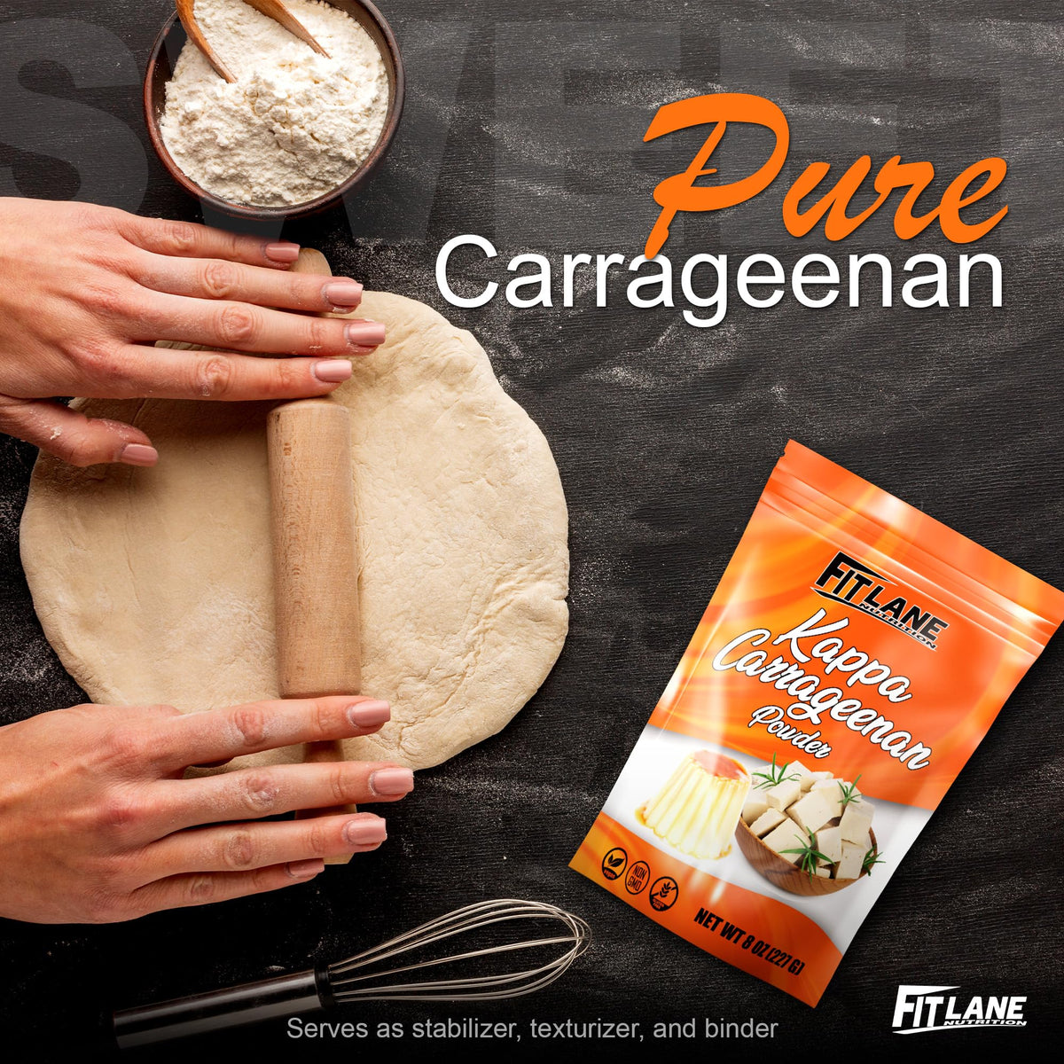 Fit Lane Nutrition kappa carrageenan powder supports plant-based parmesan texture with flaky notes