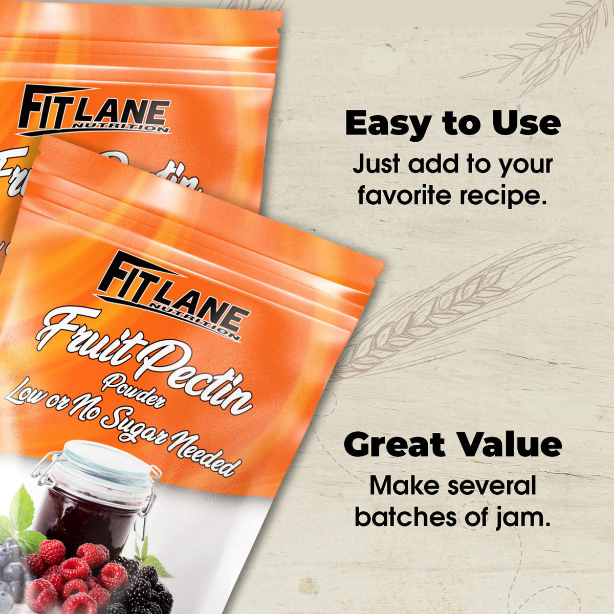 Fit Lane Nutrition 1lb bulk pouch emphasizing value for canners.