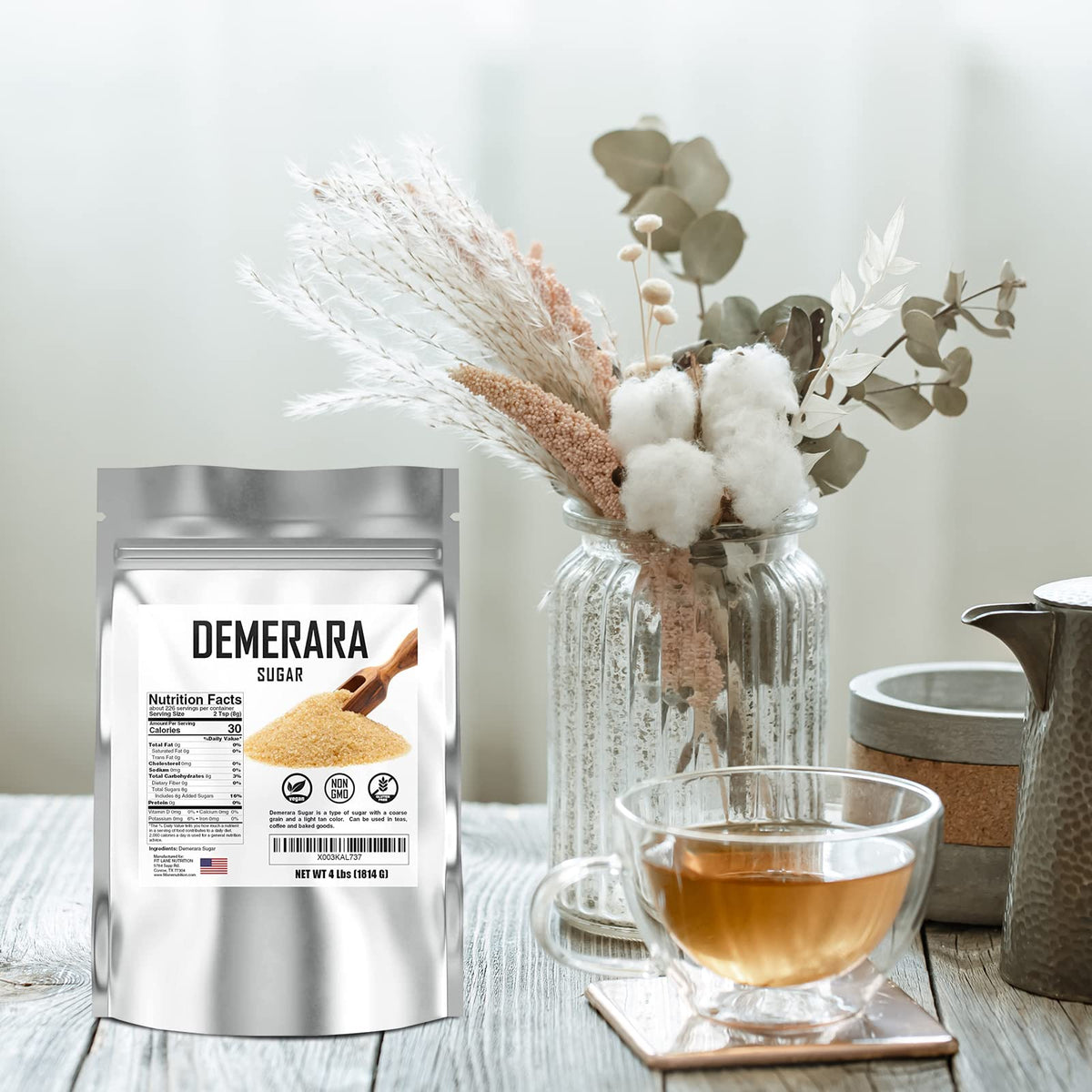 Fit Lane Demerara sugar 4lb bag emphasizes sustainable, minimally processed sweetener for everyday use