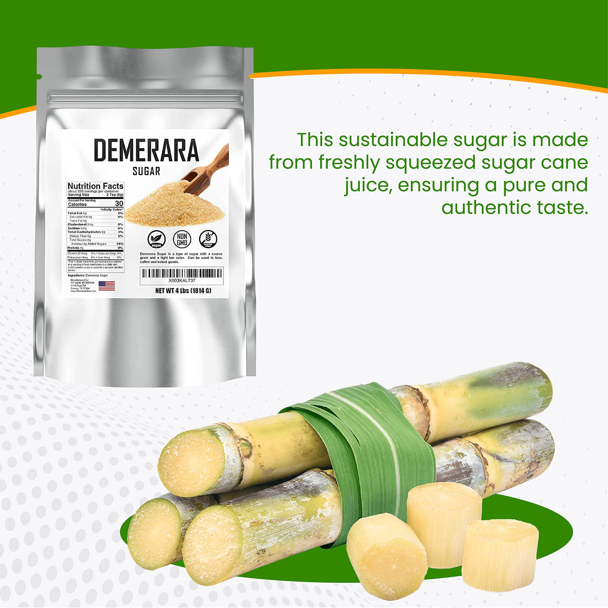 Fit Lane Demerara sugar baking dessert features crystals ideal for topping and texture