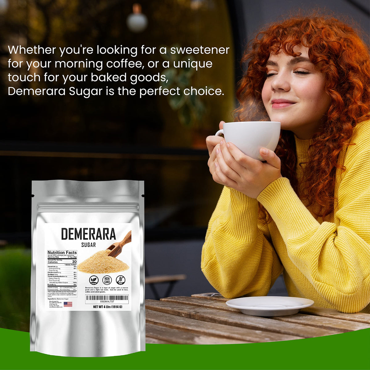 Fit Lane Demerara sugar tea stir highlights golden crystals enhancing tea flavor