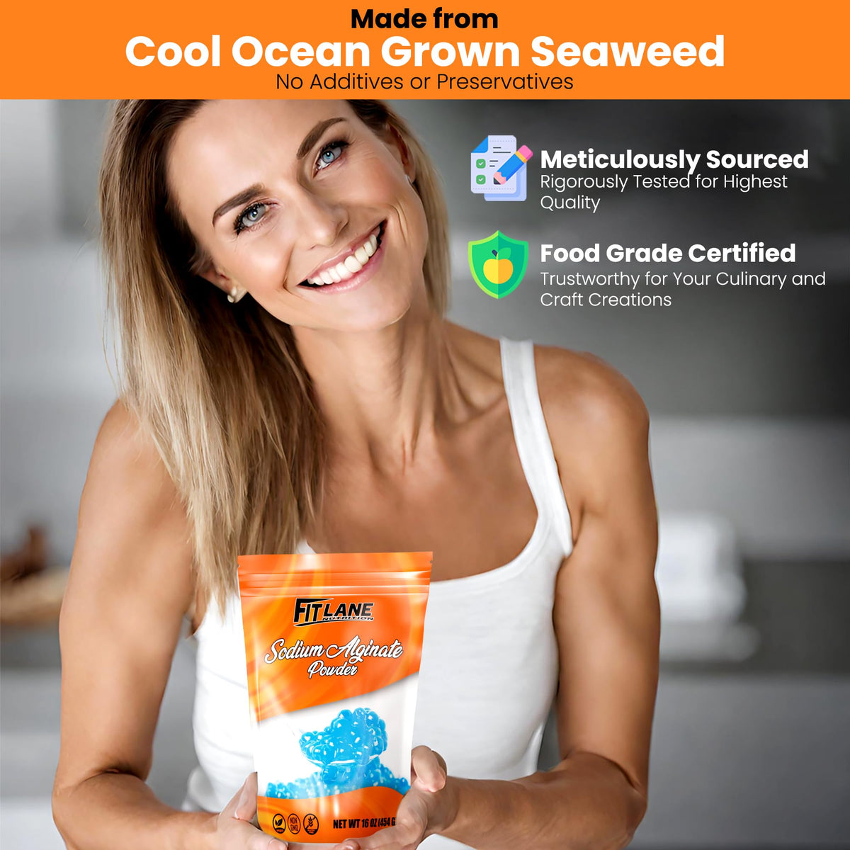 From seaweed origin, Fit Lane alginate powder enables natural gelling.