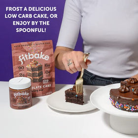 Cake topped with FitBake frosting demonstrates smooth spread and indulgent look