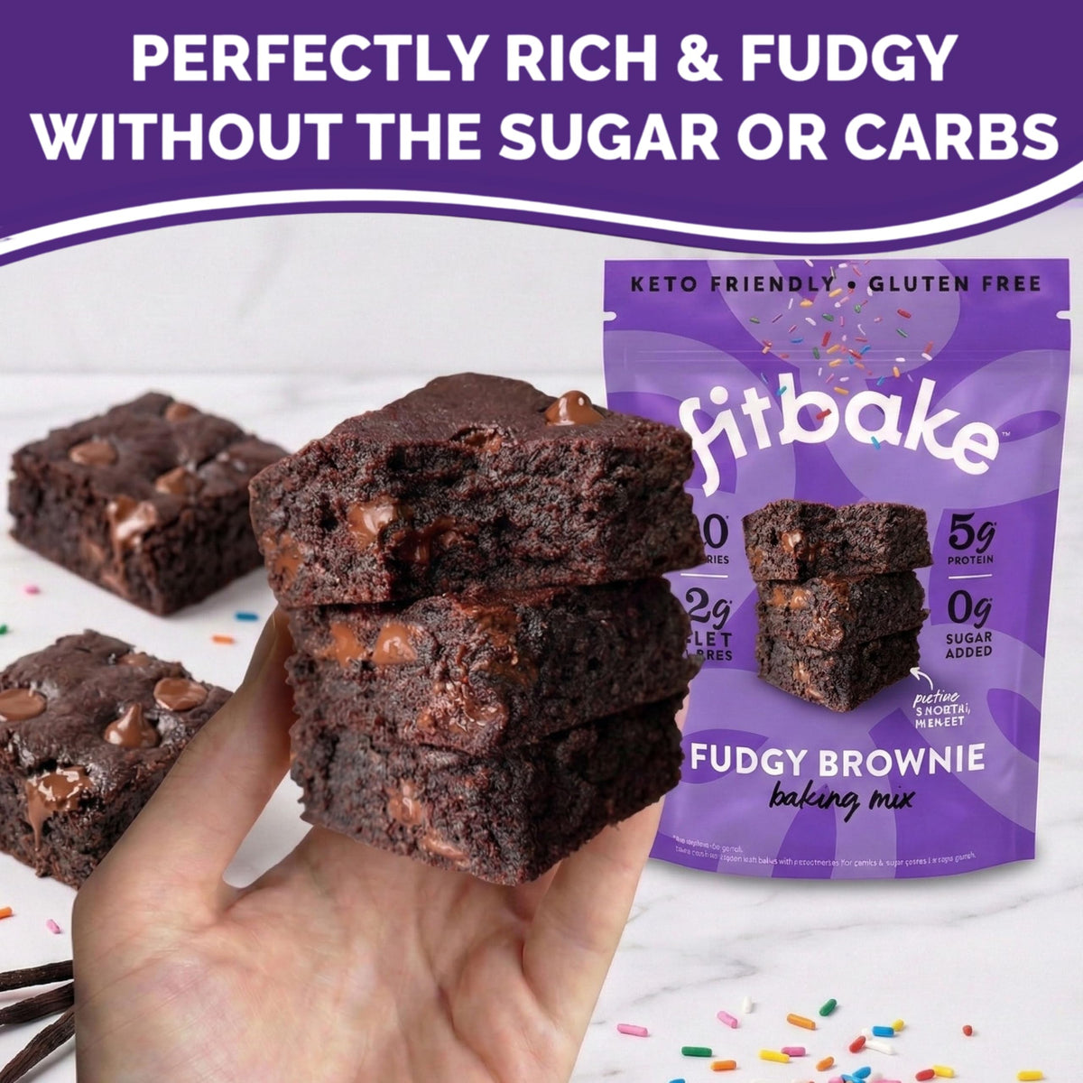 Batter in classic fudge style ready to bake with FitBake mix