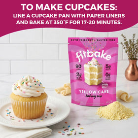 FitBake yellow cake slice showing fluffy crumb and satisfying taste.
