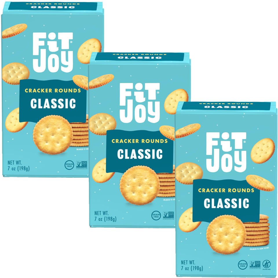 FitJoy Classic Salt grain-free crackers on serving tray for easy entertaining