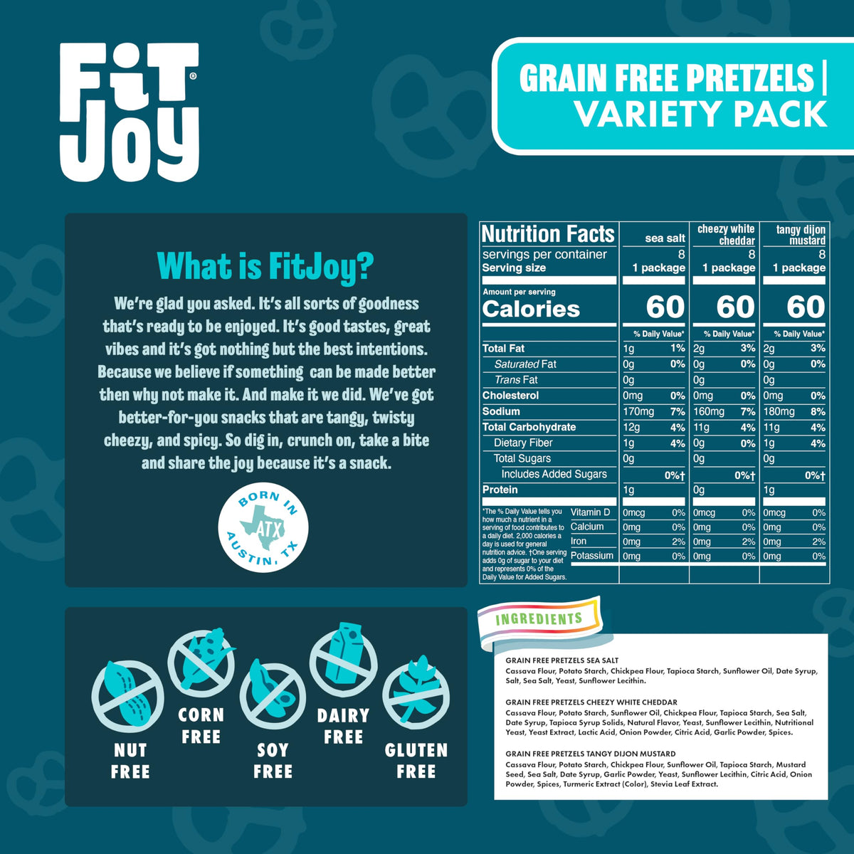 FitJoy dairy nut gluten-free pretzels for sensitive diets