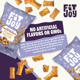 Lunchtime scene with FitJoy nuggets in a lunchbox.