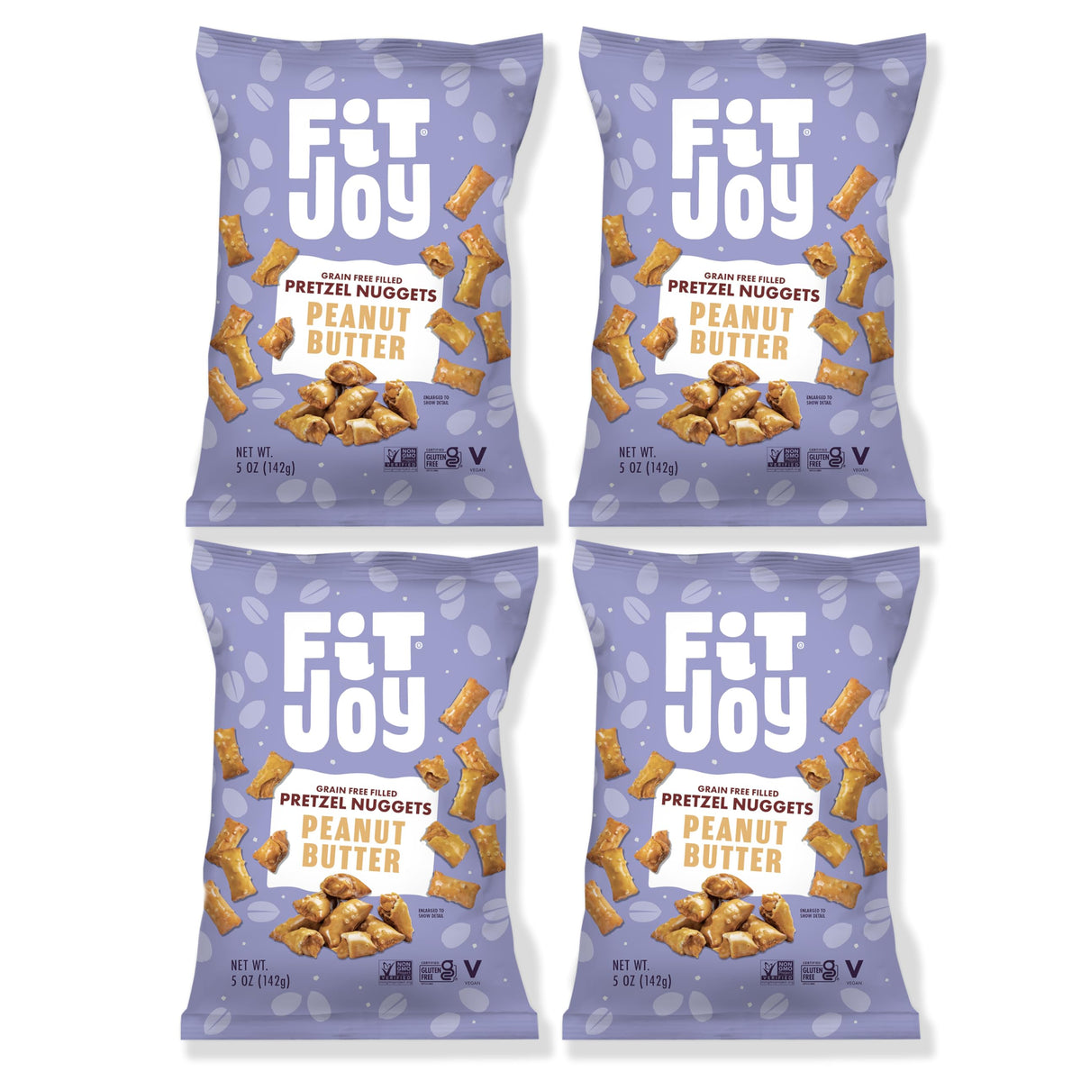 FitJoy Peanut Butter Nuggets 4-pack front view, gluten-free on-the-go snack.