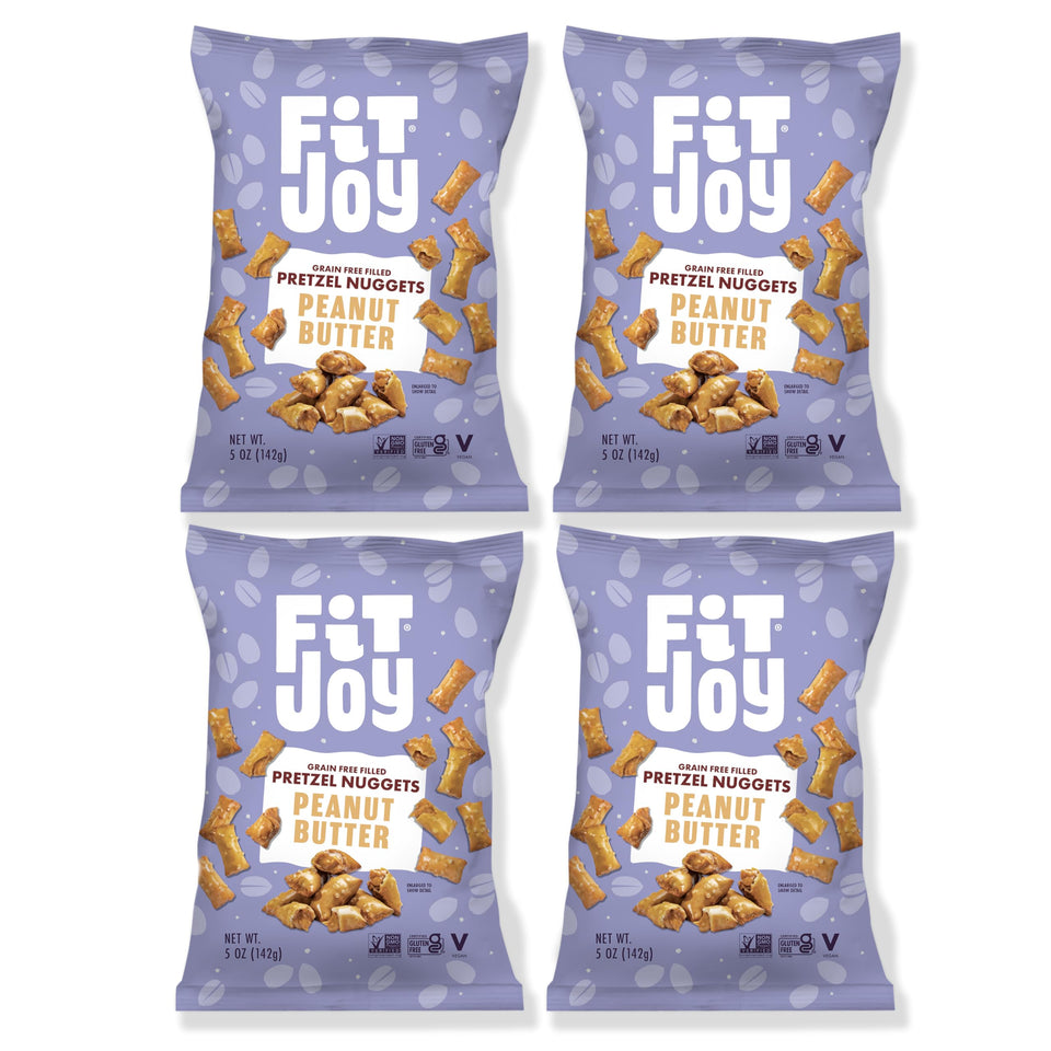 FitJoy Peanut Butter Nuggets 4-pack front view, gluten-free on-the-go snack.