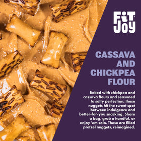 Ingredients close-up featuring cassava and chickpea flour for a clean crunch.