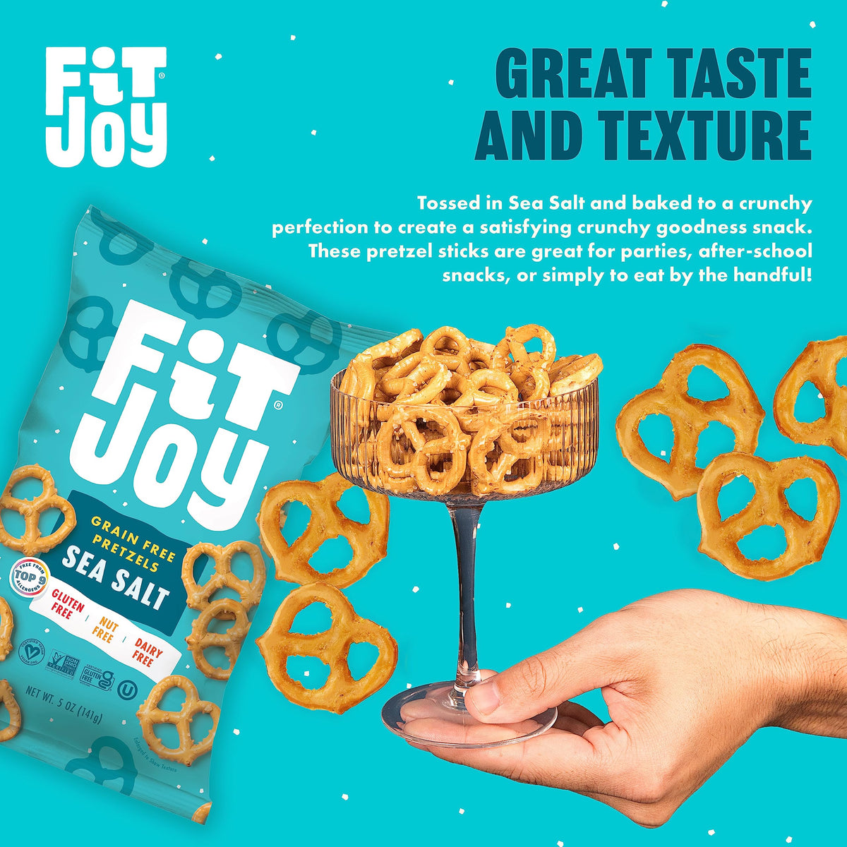 FitJoy Sea Salt Pretzels allergen-friendly snack ideal for families and mindful eaters.