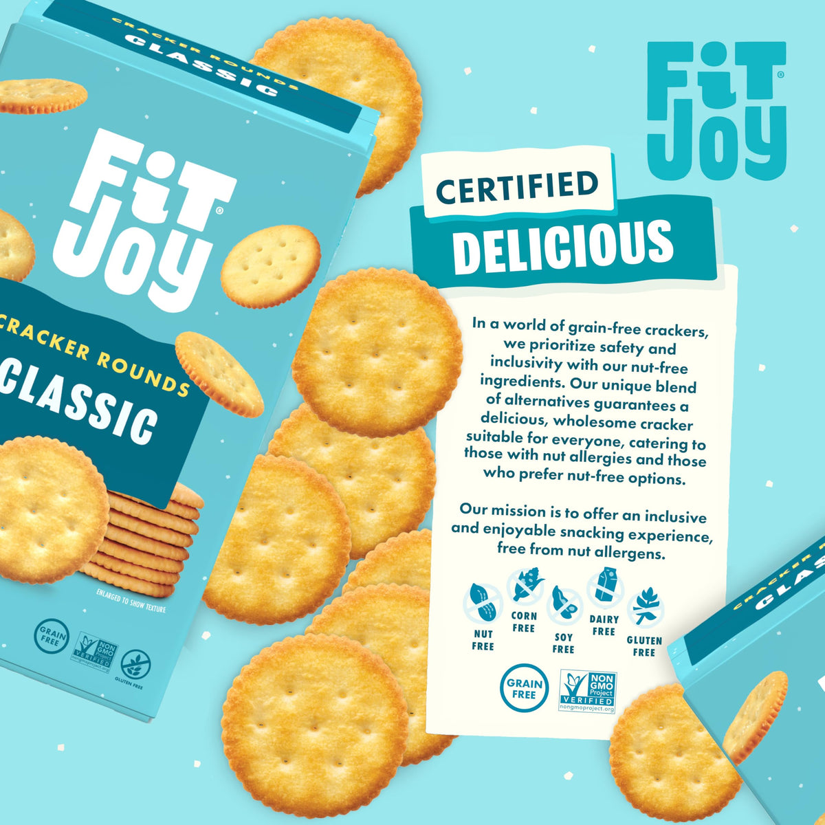 Travel-friendly FitJoy three-pack, convenient gluten-free snack on the go