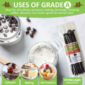FITNCLEAN vanilla beans amber dark brown color enhances flavor in pastries.