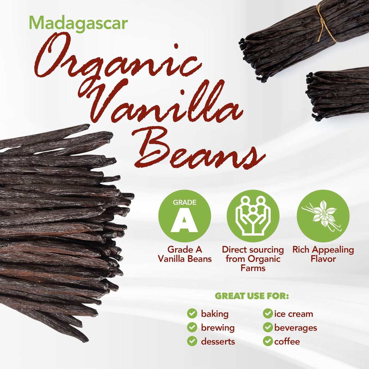 FITNCLEAN vanilla beans plump oily pods from Madagascar for rich desserts.