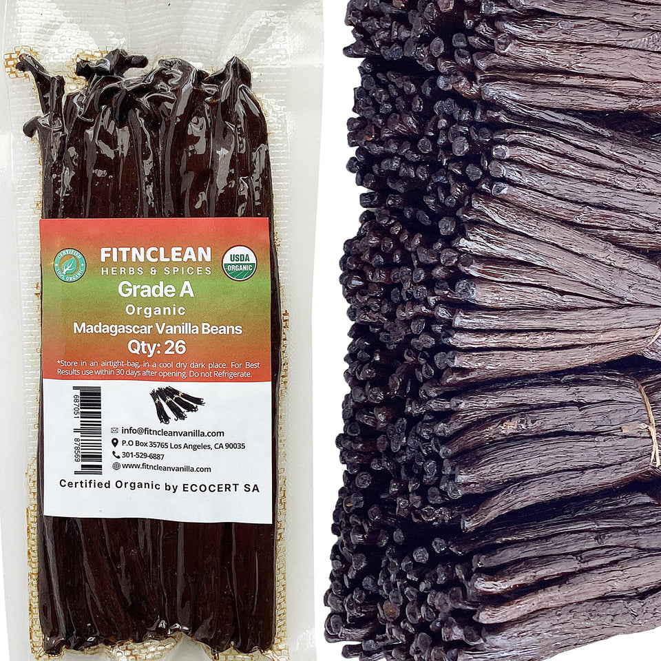 FITNCLEAN Madagascar vanilla pods, grade A, long and supple for rich aroma in baking.