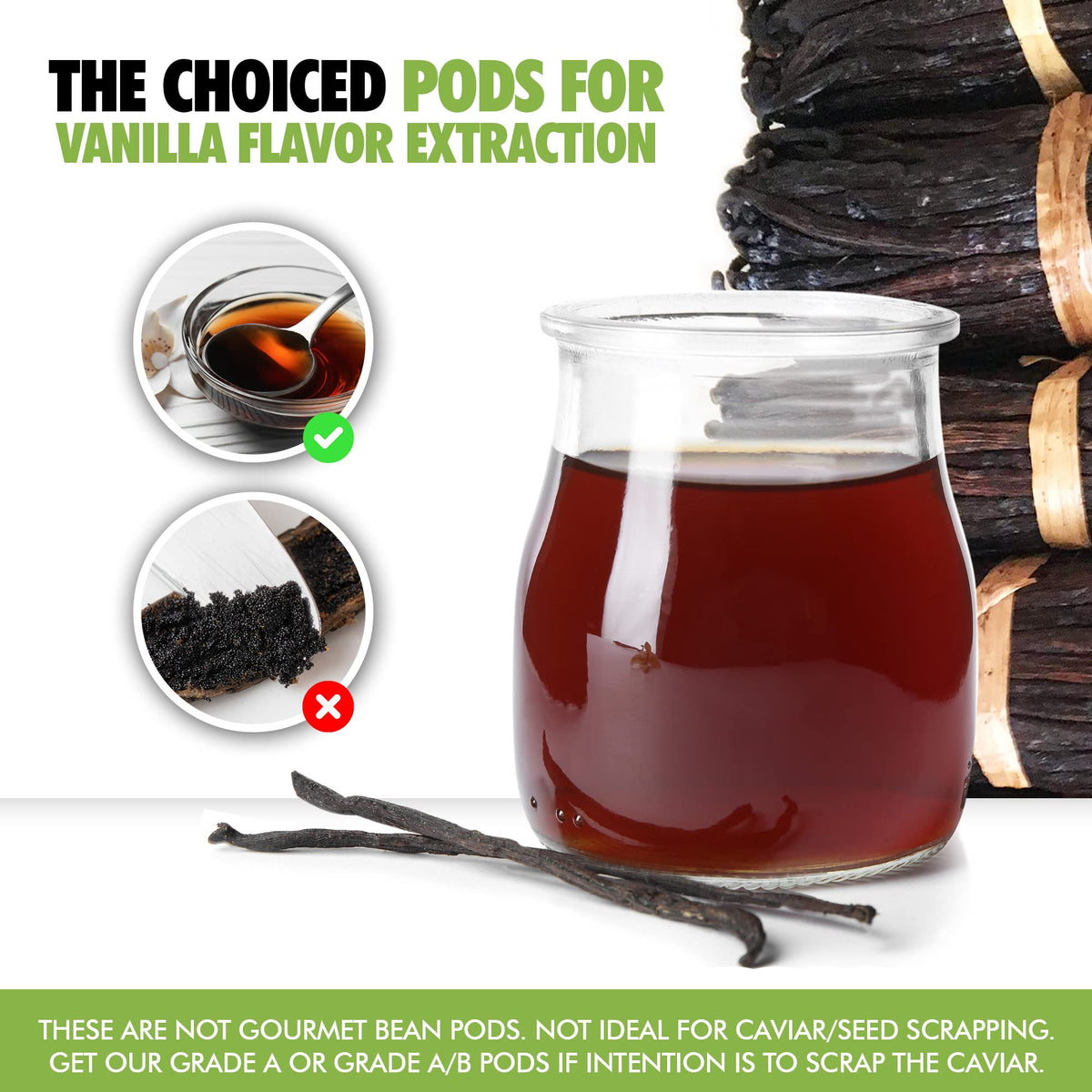 FITNCLEAN vanilla bean pods 5-7inch: premium length for consistent infusion.