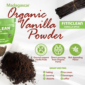Premium aroma of FITNClean Vanilla Bean Powder enhances desserts.