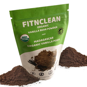 FITNClean Vanilla Bean Powder packaging showcases organic quality for gourmet cooking.