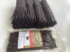 Close-up of vanilla bean seeds, perfect for vanilla paste and flavoring.