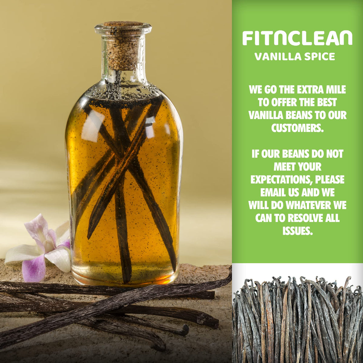 FITNCLEAN vanilla extract in progress with pods steeping in liquid.