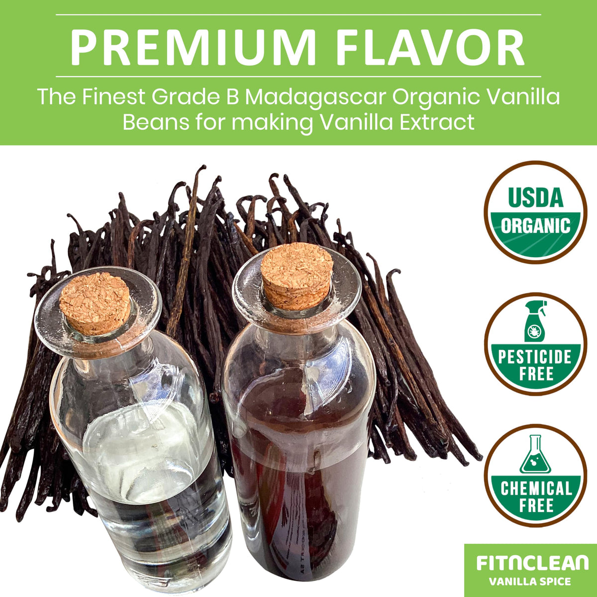 FITNCLEAN vanilla non-GMO Grade B beans with transparent sourcing