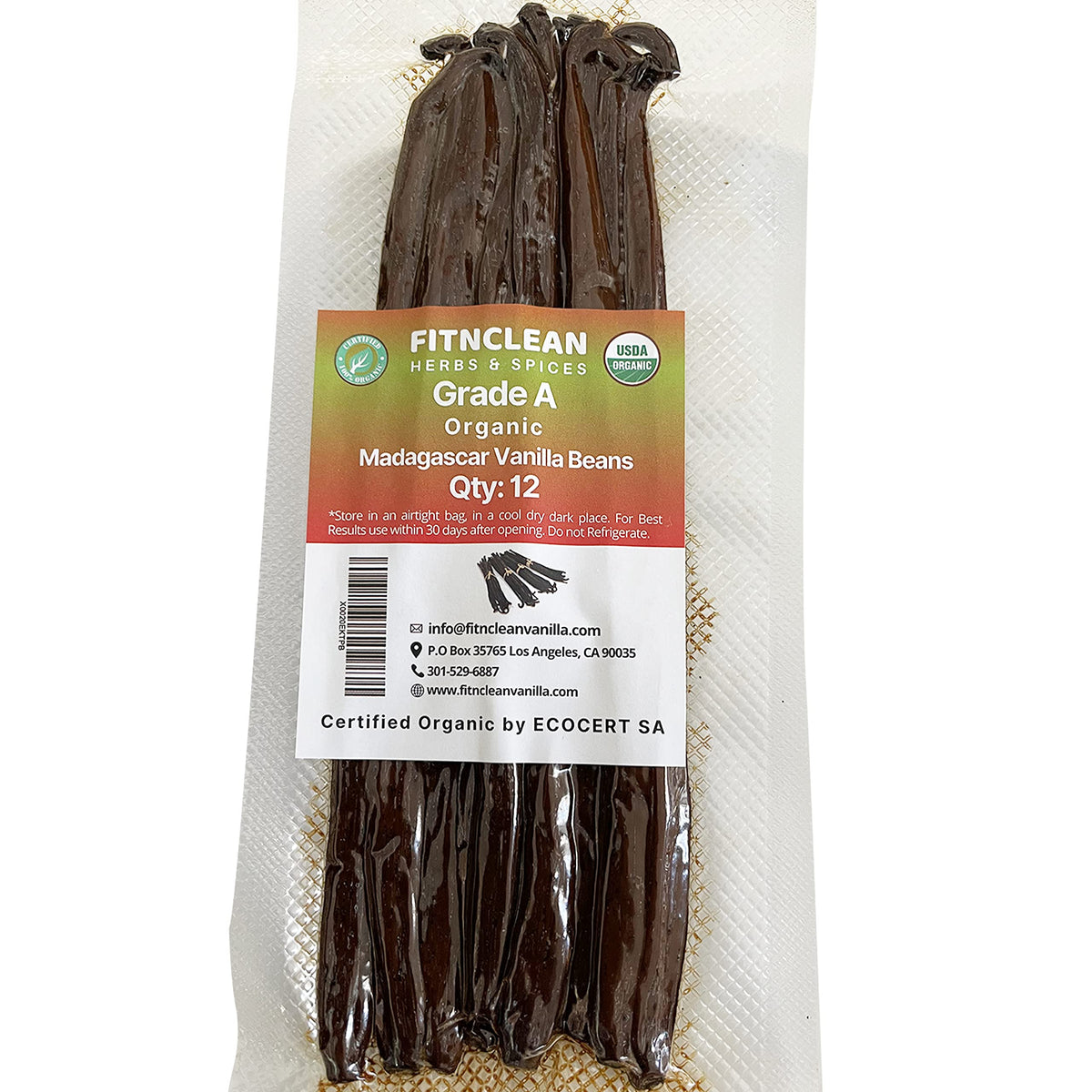 FITNCLEAN bourbon vanilla pods packaged for premium flavor in desserts