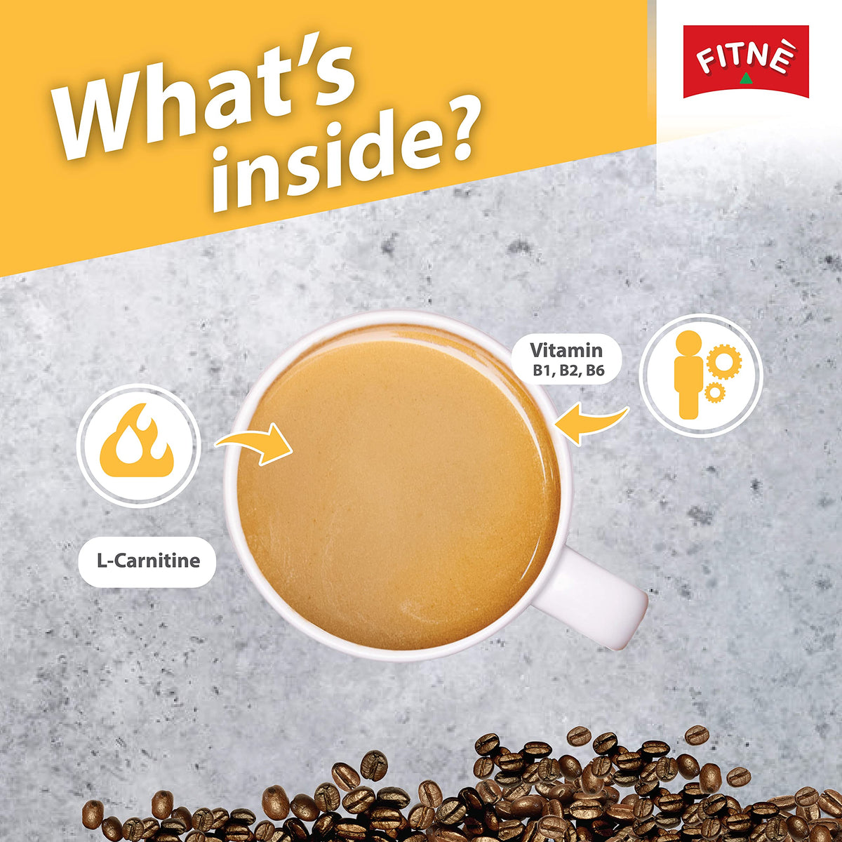 FITNÈ cup featuring 60 mg caffeine per serving for focused energy.