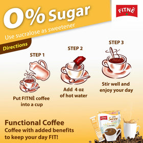 FITNÈ with B vitamins B1,B2,B6 for everyday wellness in coffee.