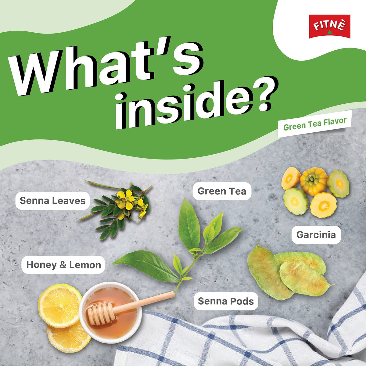Honey lemon flavor note on FITNE tea offering refreshing zero-calorie taste.