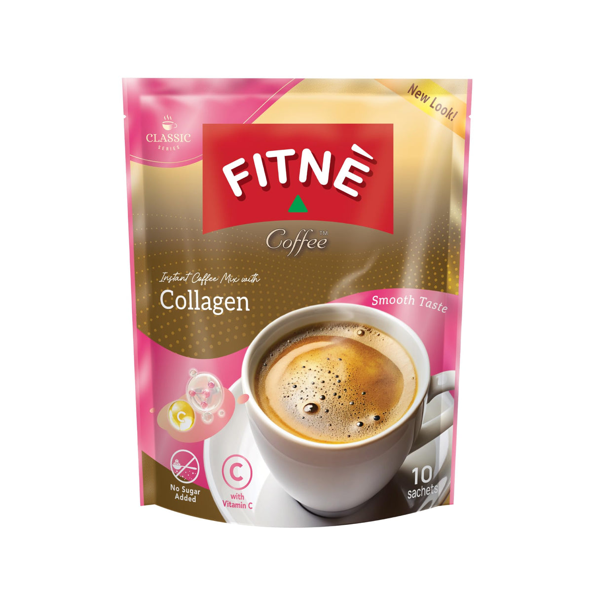 FITNÈ Instant 3 In 1 coffee packaging with sleek design for on-the-go use.