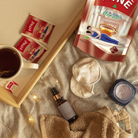 FITNÈ cup of night-relaxing infusion with steam ideal before bed.