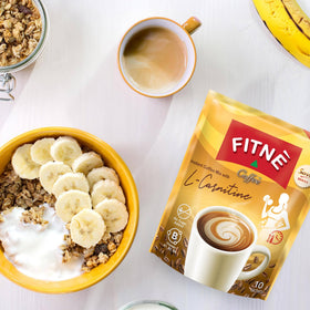 FITNE on-the-go coffee sachet ready to brew for quick energy.