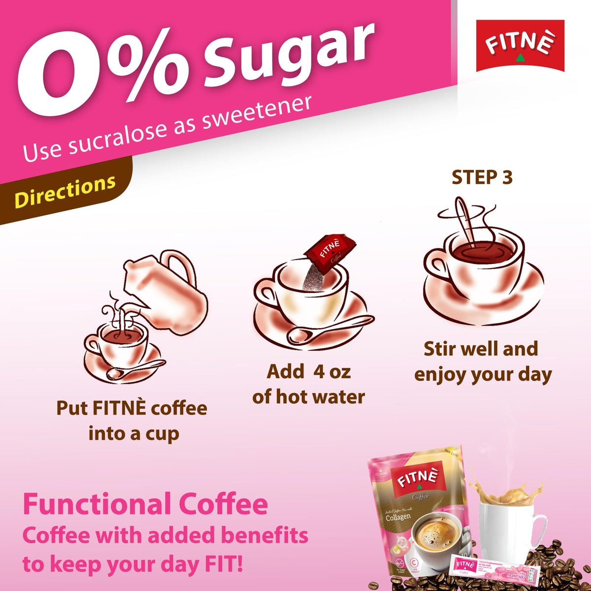 FITNÈ sugar-free formula uses sucralose for a light taste.