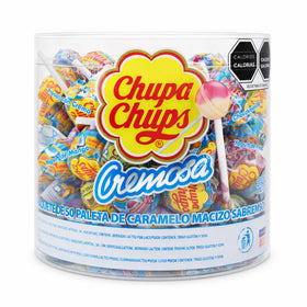 Five Brothers Creamy Lollipops Caramelo Macizo Strawberry & Cream — rich flavor fusion for sharing.
