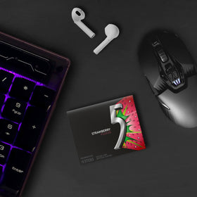 Five Gum Strawberry Flood foil-wrapped sticks for portable freshness.