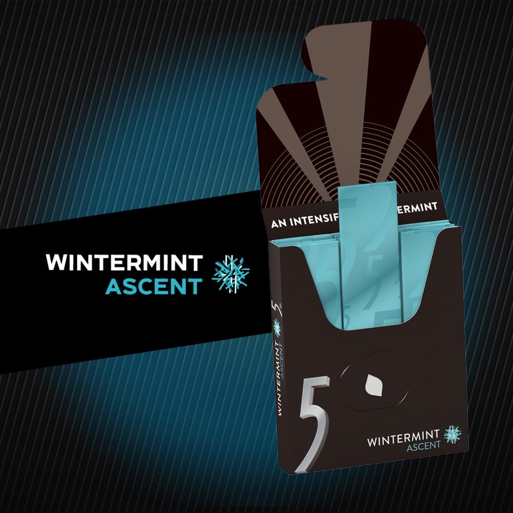 Five Gum Wintermint Ascent pack back shows branding and sugar-free claim