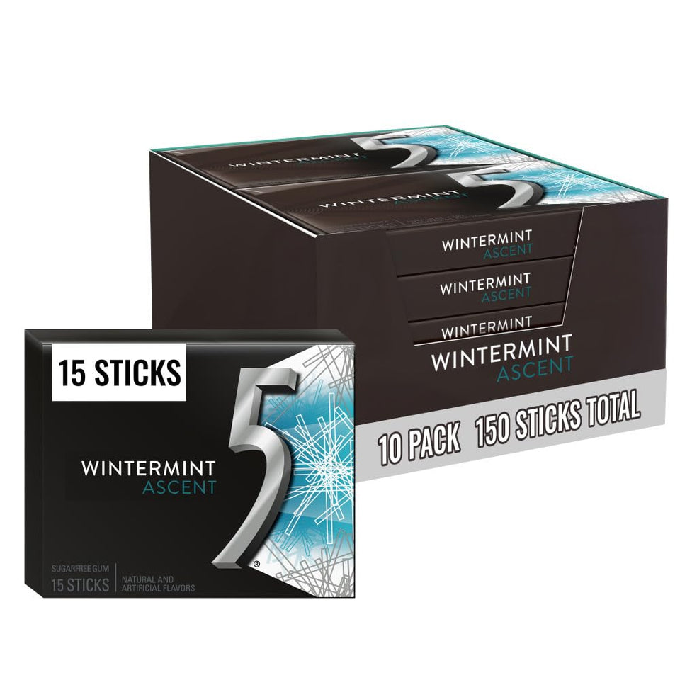 Five Gum Wintermint Ascent pack front view for on-the-go freshness