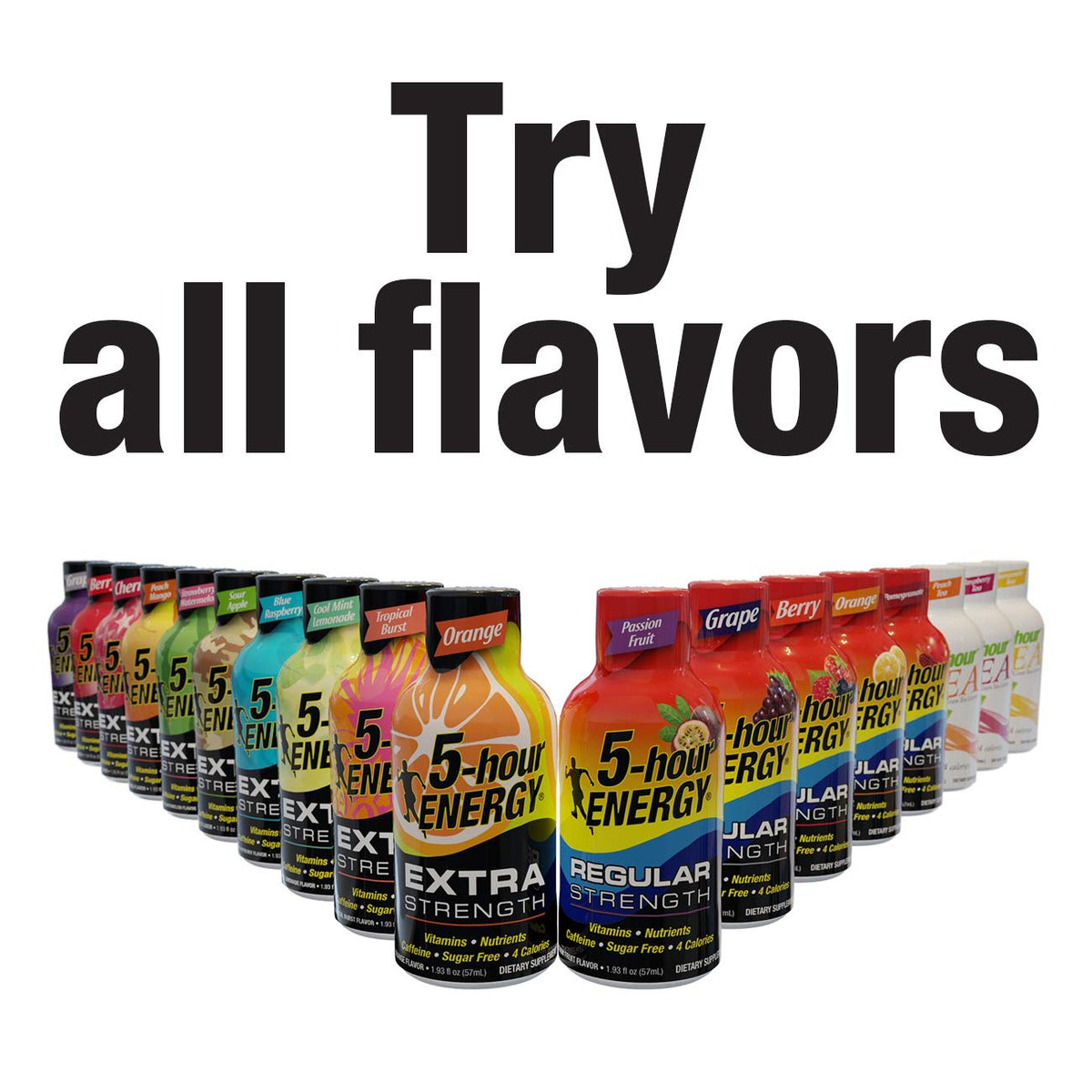 5-hour ENERGY Extra Strength Cherry retail-shelf-display indicates store availability.
