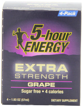 Five Hour Energy Extra Strength Shot grape front view for on-the-go energy.