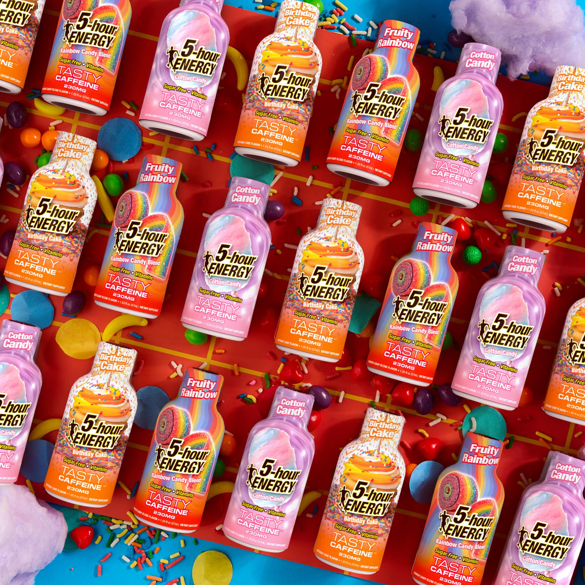 Five-hour ENERGY multipack case image shows convenient energy for travel.