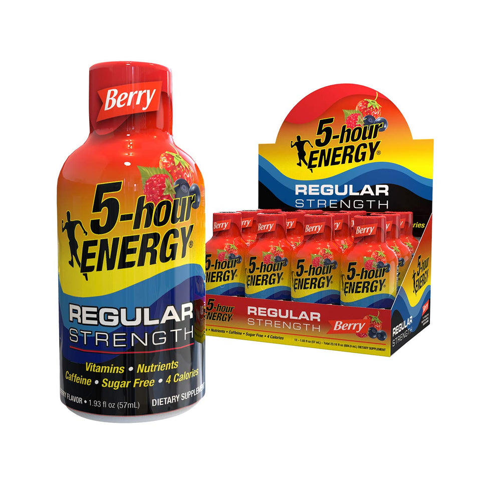 5-hour ENERGY Berry shot bottle front for on the go energy