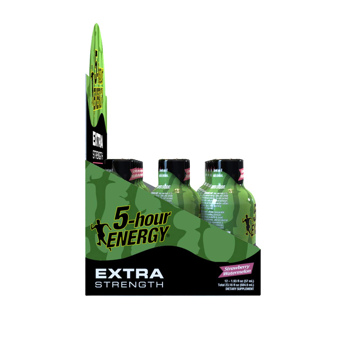 Pouring Five-hour Energy strawberry watermelon shot for a rapid energy boost