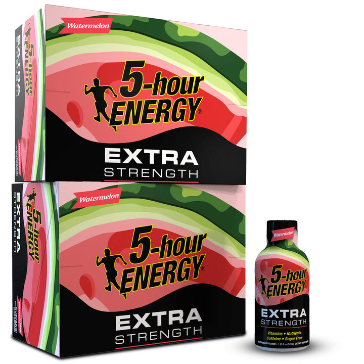 Five-hour Energy Watermelon Shot bottle ready for an on-the-go energy boost.
