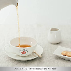 Teapot pouring Five Roses African Blend into a cup for a bold brew.