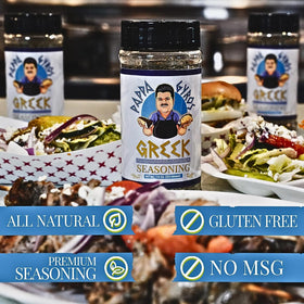 Five Star Seasonings Pappa Gyros authentic Greek spice blend delivering rich Mediterranean flavors.