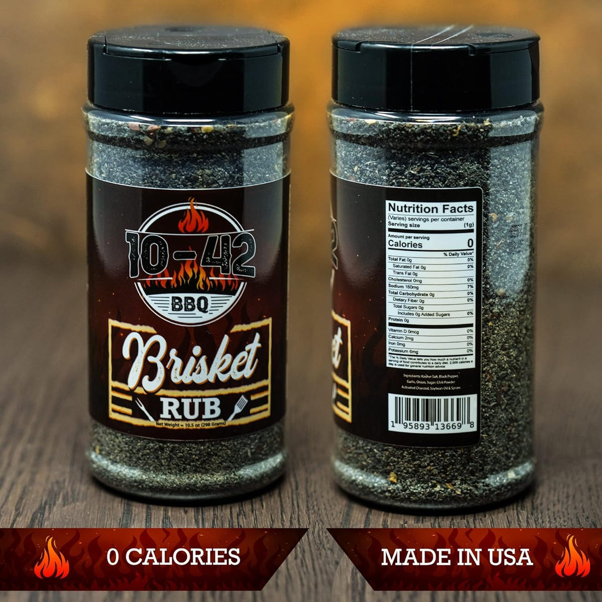 Five Star Seasonings brisket rub jar label close-up showing all-natural ingredients.