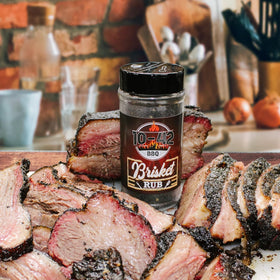 Five Star Seasonings brisket rub pour-top ideal for quick, even seasoning.